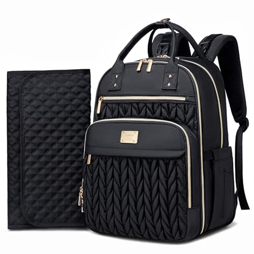Tealari Diaper Bag Backpack,Stylish Baby Diaper Bag,Waterproof Travel Diaper Backpacks Baby Bags with Changing Pad,Stroller Straps,Insulated Pockets (Black)
