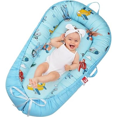 Baby Lounger for Newborn Cover,Removable Slipcover Infant Nest Sleeper-Breathable & Portable Adjustable Cotton Soft Baby Floor Seat -for Travel Snuggle Newborn Essentials