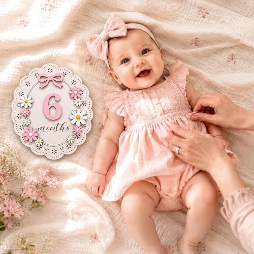 Monthly Milestone Signs for Baby Girl, 1-12 Month Photo Props, Newborn Photography Props, Infant Photoshoot Accessories, Nursery Decor, First Year Memory Keepsake, Newborn Girl Gifts