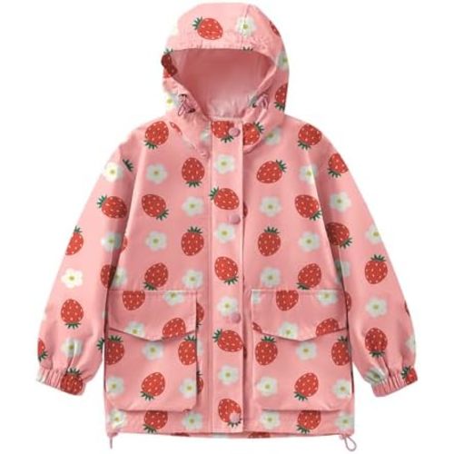 Avoogue Toddler Rain Jacket Windbreaker Lined Raincoat Waterproof Hooded Lightweight Rain Coats With Pockets 4-12Y