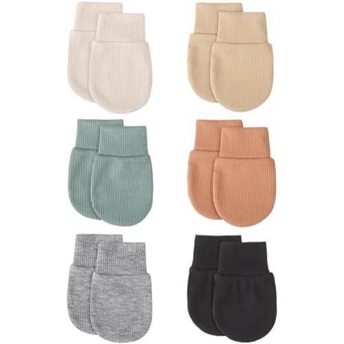 BQUBO 6 Pairs Newborn Baby Boys Girls Mittens 0-6 Months Unisex-Baby Infant Mittens Elastic No Scratch Wrist Gloves