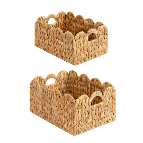 StorageWorks Scalloped Edge Wicker Basket, Scalloped Woven Basket for Organizing, Nursery Basket with Built-in Handles, Storage Basket for Décor, Seagrass Wicker Basket for Shelves | Wayfair