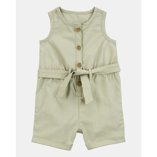 Baby Girl Sleeveless Canvas Romper - Olive - Carter's | Carter's