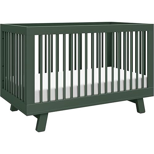 Babyletto Hudson 3-in-1 Convertible Baby Crib with Toddler Bed & Daybed Conversion - Strong, Durable, and Easy to Assemble - GREENGUARD Gold Certified w/ 4 Adjustable Mattress Heights - Forest Green