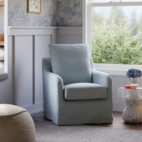 Namesake Reese Slipcover Swivel Glider - Chambray Eco-Linen