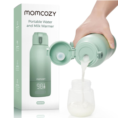 Momcozy Portable Milk Warmer for Travel – Dual Heating Modes for Breast Milk & Water, Portable Bottle Warmer with Fast Heating & Long Battery Life, 17 Ounces Large Capacity to Meet Your All-Day Needs