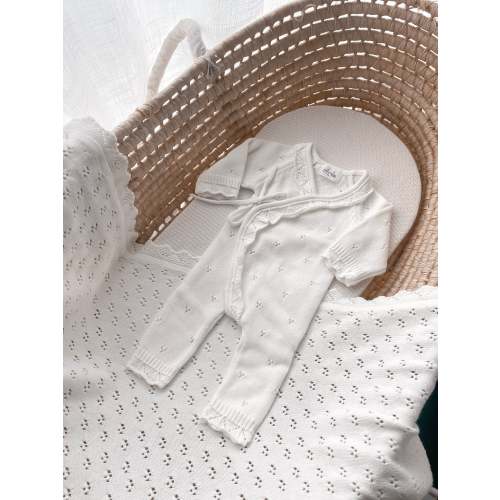 Dahlia Full Length Pointelle Romper - Milk – Avalia Kids
