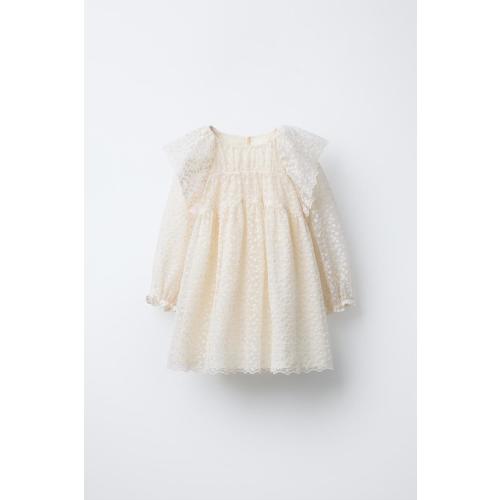 EMBROIDERED FLORAL DRESS - Ecru | ZARA United States