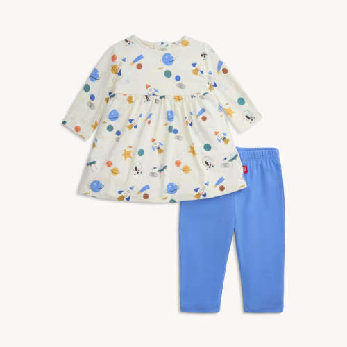 stellar tails modal magnetic little baby dress + legging set