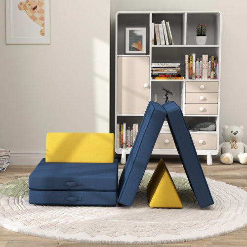 Isabelle & Max™ Modular Kids Play Couch, 6 Piece Kids Couch for Playroom or Bedroom, Foam Couch for Kids with Washable Cover for Toddlers 18+ Months, Blue | Wayfair