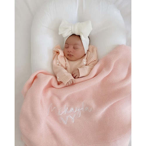 THICK BOARDER PERSONALISED BABY BLANKET | PINK