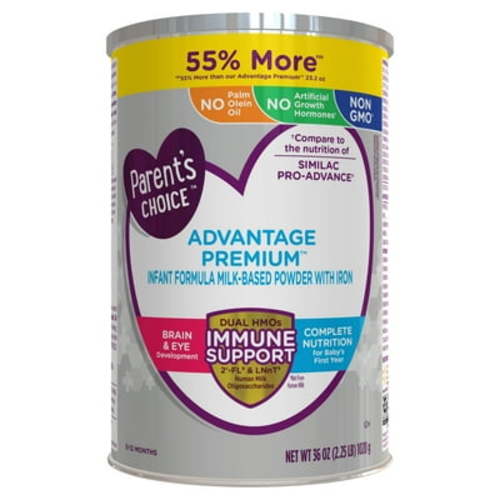 Parent's Choice Advantage Premium Powder Baby Formula, Non-GMO with Iron, 36 oz Canister