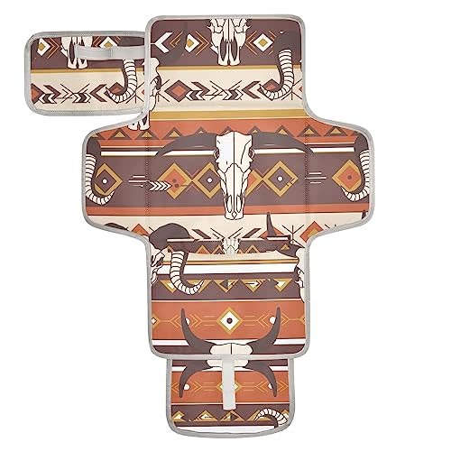 WELLDAY Western Aztec Baby Changing Pad - Waterproof Diaper Changing Pad with Built-in Pillow - Portable Travel Changing Mat for Newborn Girl & Boy