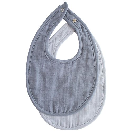 mushie Muslin Baby Bib | Soft Cotton for Infant Drips, Drools & Feedings | Adjustable Fit | 2 Pack