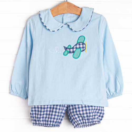 Take Off Time Applique Bloomer Set, Blue – Stitchy Fish