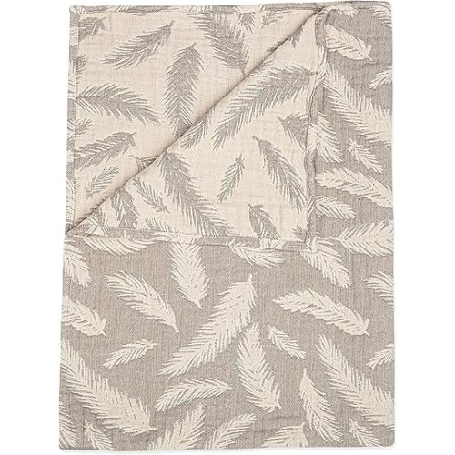 Crane Baby Blanket, Soft Cotton Jacquard Nursery and Stroller Blanket for Boys and Girls, Grey Feather, 30” x 40”