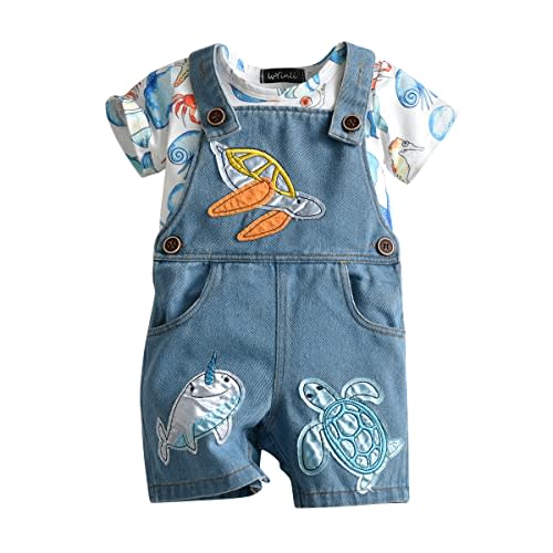 LvYinLi Cute Baby Boy Clothes Suit Toddler Boys' Striped long Sleeve T-Shirt+Denim Overalls Jumpsuit Pants Outfits Sets