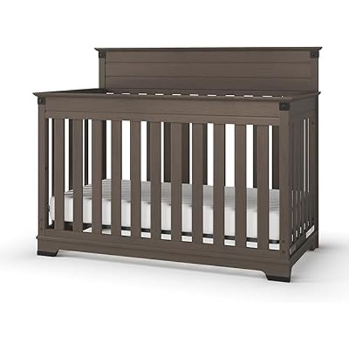Child Craft Redmond 4-in-1 Convertible Crib, Baby Crib Converts to Day Bed, Toddler Bed and Full Size Bed, 3 Adjustable Mattress Positions, Non-Toxic, Baby Safe Finish (Dapper Gray)