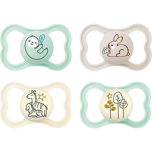 MAM Air Day & Night Baby Pacifier, for Sensitive Skin, Glows in The Dark, 16+ Months, Unisex, 4 Count, (Pack of 1)