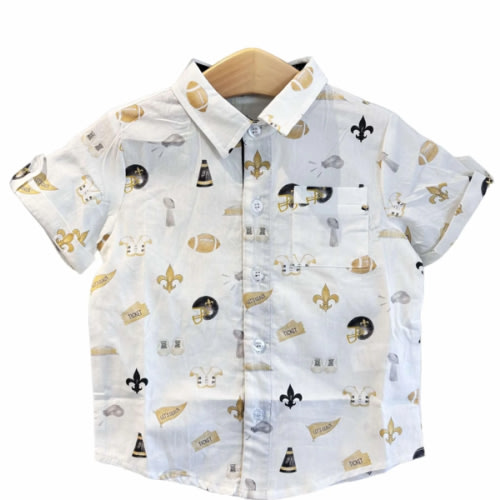Let's Geaux Saints Short Sleeve Collared Shirt - ZukaBaby