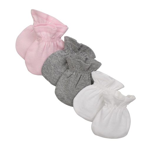 Burt's Bees Baby Baby Girls' Mittens, No-Scratch Mitts, 100% Organic Cotton, Set of 3
