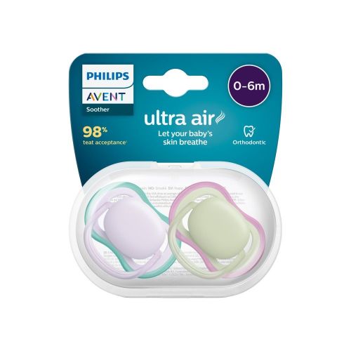Avent Ultra Air Soft Soother Mixed 0-6M Asstd - 2 Pack | Dummies | Baby Bunting AU