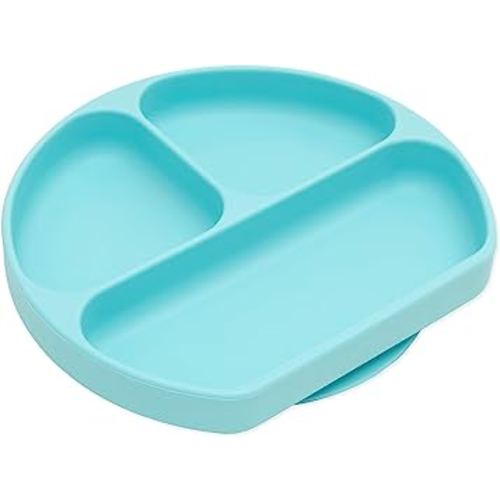 Bumkins Silicone Grip Dish, Suction Plate, Divided Plate, Baby Toddler Plate, BPA Free, Microwave Dishwasher Safe , Blue-GD, 1 Count