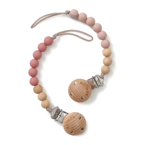 SAMiGO Pacifier Clips for Baby Girls Pacifier Holders Silicone Paci Binky Clips - 2 Pack