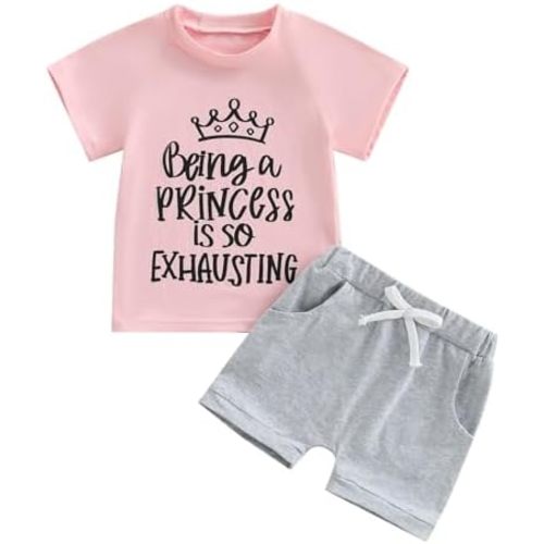 Newborn Baby Girl Clothes Set Short Sleeve Letter Tops Casual Toddler Shorts Set Infant Girl Summer Outfit