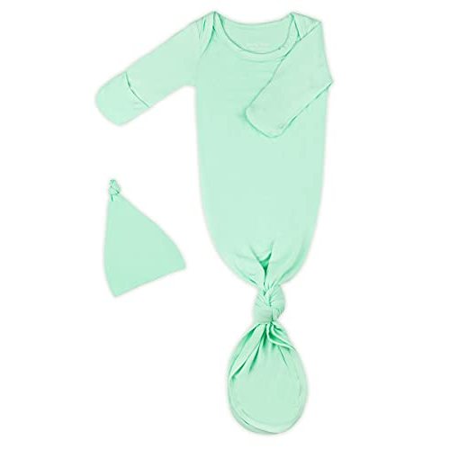 Newborn Baby Knotted Gown, Super Soft Silky Infant Long Sleeve Sleeper for Baby Girl and Boy Sleeping Bag with Hat