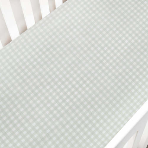 Picnic Gingham Crib Sheet - Green | Gooselings