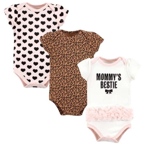Hudson Baby Infant Girl Cotton Bodysuits, Mommys Bestie Leopard Tutu, 6-9 Months