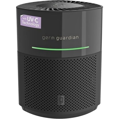 GermGuardian Airsafe+ HEPA Air Purifier for Home, Large Rooms Up To 1043 Sq. Ft. with HEPA Air Filter, UV-C Light & Air Quality Sensor, AC3000B, Black
