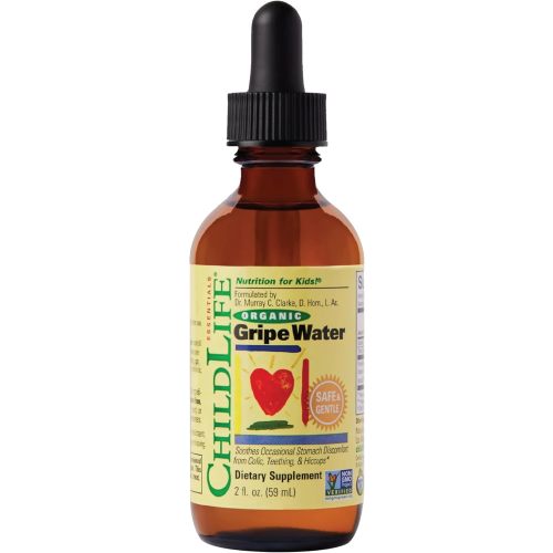 CHILDLIFE ESSENTIALS Organic Gripe Water for Babies - Gripe Water Newborn, Gas Drops for Newborns, Baby Drops for Gas & Colic Relief, Infant Relief with Ginger, Fennel, Dill - 2 Fl Oz (Pack of 1)