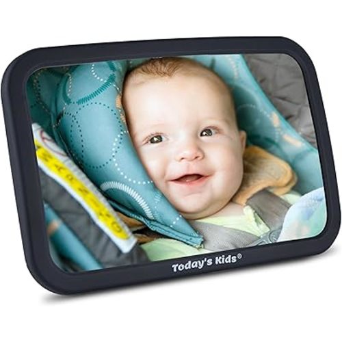 Baby Car Mirror for Back Seat Rear Facing - 360-Degree Adjustable Backseat Baby Mirror for Car, Extra Wide & Crystal Clear Car Mirror Baby Rear Facing Seat - Fully Assembled & Shatterproof