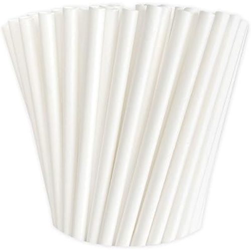 100 Pack Paper Straws White Biodegradable co-Friendly Drinking Bulk for Party Supplies, Bridal/Baby Shower, Birthday, Mixed Drinks, Weddings, Restaurant, Food Service, Drink Stirrer