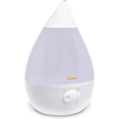 Crane Ultrasonic Cool Mist Humidifier for Bedroom, Baby Nursery, Kids Room, Plants, or Office, Large 1 Gallon Tank, Filter Optional, White
