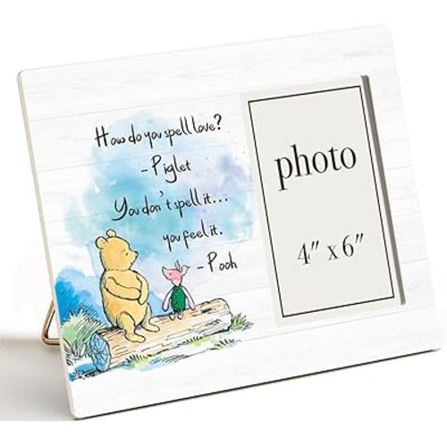 Pooh Bear Quote Picture Frame, Nursery Gifts for Kids Grandkids, How Do You Spell Love Pooh Bear Photo Frame for 4 x 6 Inch Photo