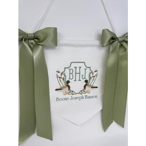Baby Welcome Banner with Mallard, Personalized Baby Announcement, Custom Baby Banner, Hospital Door Sign, Baby Shower Gift, Custom Baby Gift