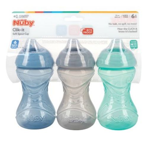 Nuby 3pk Clik-it Soft Spout Cup - Neutral - 10oz