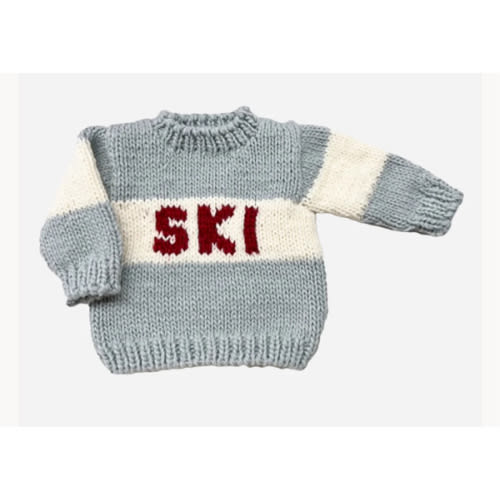 Hand-Knit Baby Ski Sweater in Bowie Grey: Embrace Winter Adventures – The Blueberry Hill