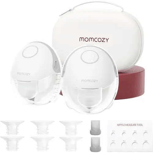 Momcozy Breast Pump Hands Free Mobile Style | M6, Wearable Breastfeeding Pump Ideal Rhythm for More Milk, DoubleFit Flange More Fit & Discreet with 3 Modes & 9 Levels, 24mm - 2 Pack Quill Gray
