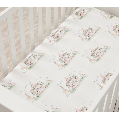AERIN Carousel Organic Cotton Crib Fitted Sheet