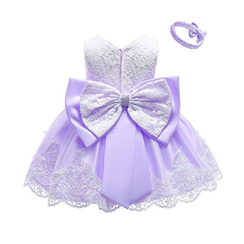 0-6T Toddler Baby Girl Embroidered Tutu Ball Gown Lace Dresses with Headwear