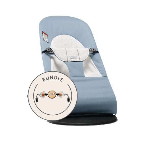 Bouncer Bundle with Toy: Blue/Gray - Woven/Jersey