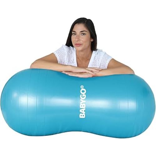 BABYGO® Peanut Ball for Labor Birth Pregnancy Exercise | Birthing Ball Maternity Labor Exercise Book & Foot Pump Included | Anti Burst
