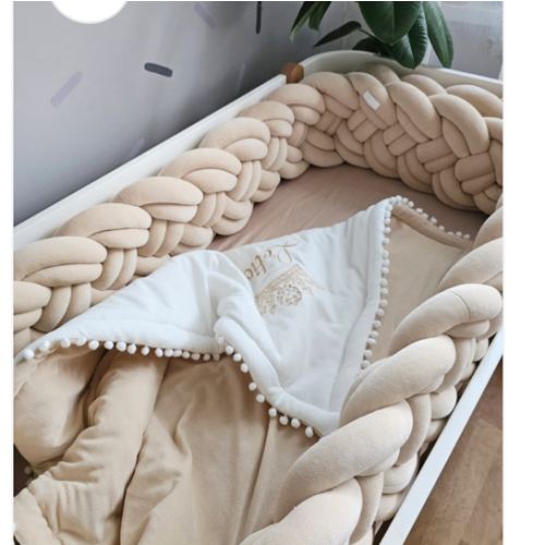 Braided crib bumper beige 25 cm – KariStudio