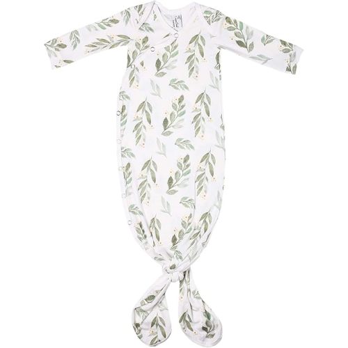 Copper Pearl Baby Gown - Knotted Newborn Sleepers for Baby Boy and Girl, Soft Stretchy Long Sleeve Infant Gowns with Bottom Tie and Hand Mittens, Perfect Hospital Coming Home Outfit (Fern)