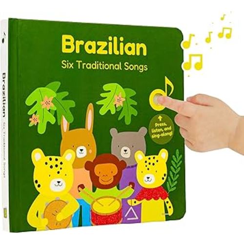 Cali's Books Brazilian Nursery Rhymes Book - Sound Books for Toddlers 1-3 Years Old - Interactive & Educational Music Toys for Bilingual Children with Lyrics & Translations - Musical Gifts for Kids