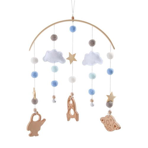 Baby Crib Mobile,Jademall Wooden Wind Chime Bed Bell,Clouds  Baby Mobile for Crib,Handmade Baby Mobile,Nursery Decoration-Arc-shaped